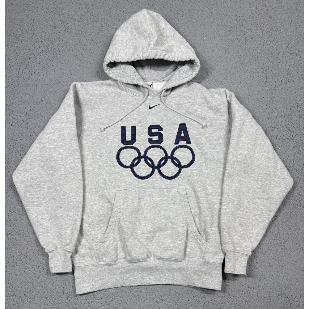 Nike USA Olympic Team Hoodie Mens Small Gray Torino 2006 Winter‎ Sweatshirt